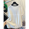 Plus Size Women's Summer New-Style Casual Knitted Short-Sleeve Relaxed Fit Sweater Fits 331 lb