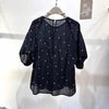 Plus Size Women's Summer Elegant New-Style Casual Printed Chiffon Short-Sleeve Relaxed Fit Blouse Fits 331 lb