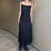Xiao Ju Chuan Li / Dark Revival Skirt Wabi-Sabi Chinese-Style Vintage Floral Flocked Mesh