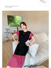 Plus Size Women's Summer French-Style New-Style Patchwork Short-Sleeve Relaxed Fit Dress Fits 331 lb