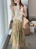 Plus Size Summer Floral Pleated Short-Sleeve Two-Piece Set Fits 331 lb