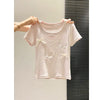 Plus Size Women's Summer Casual Bow Printed Short-Sleeve T-Shirt Fits 331 lb