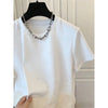 Plus Size Women's Summer Patchwork Mesh Short-Sleeve T-Shirt Fits 331 lb