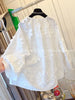 Plus Size Women's Summer New-Style Lace Embroidered Relaxed Fit Shirt Fits 331 lb