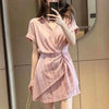 Plus Size Summer New-Style Design Pleated Short-Sleeve Dress Fits 331 lb