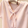 Plus Size Women's Summer New-Style Bow Short-Sleeve Relaxed Fit T-Shirt Fits 331 lb