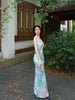 Yanshui Beiyao Skirt Fresh and Cozy Tie-Dye Halter Mermaid Dress Vacation Oil Painting Style Slim Fit One-Piece