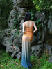 Ling Wu Mi Die Skirt Orange and Blue Gradient Romantic Atmosphere Cool Mesh New Chinese Style Halter Dress