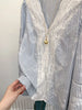 Plus Size Women's Summer Casual Lace Patchwork Long-Sleeve Relaxed Fit Shirt Fits 331 lb