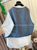 Plus Size Women's Casual Design Denim Short-Sleeve Relaxed Fit Two-Piece Set Fits 331 lb