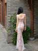Spring Butterfly Resting on Clouds Skirt. Exquisitely Detailed New Chinese Style Hem Ruffle Mermaid Waist-cinching Slim-fit Dress