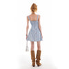 Distressed Denim Slip Dress with Waist Tie Slim Fit Mini Sweet & Spicy Design