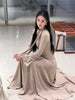 Ballet Teacher Detachable Scarf Pearl Button V-neck Dress Elegant Temperament Slim Fit