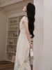 Understanding Flower Gentle Ambience Positioning Embroidery Waist-Cinching Strap Twist Knot Dress