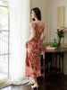 Dry Rose French Gentle Style V-neck Floral Chiffon Slim Mature Women's Dress
