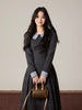 Piano Lesson French Doll Collar Waist-Hugging Mid-Length British Style Dress for Women Autumn