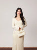 Waist Floral Fish Tail Knitted Hand-Painted Print Elegant Versatile Soft Inner Dress Gown