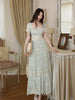 Princess Diana Dress with gorgeous lace details handmade flowers cinched waist and a flowy multi-layered skirt - perfect for your vacation dates