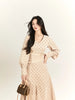 Dignified heroine polka dot extra thick chenille double-sided velvet champagne French romantic vintage dress