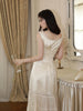 Baroque Acetate Textured Lace Spliced Charming and Elegant Flowy Dress