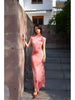 Crimson Smoke Embellished Jade Skirt Pink and Black Beauty Classical New Chinese Style Elegant Retro Slim Strapless Dress