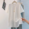 Plus Size Women's Summer New-Style Lace Design Patchwork Short-Sleeve Relaxed Fit T-Shirt Fits 331 lb