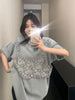 Plus Size Women's Summer Fashionable Lace Patchwork Short-Sleeve T-Shirt Fits 88-331 lb