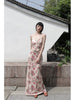 Ancient Flower Camellia Skirt Classical Courtyard Style Fishbone Chinese Original Halter Slim Fit Maxi Dress