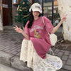 Plus Size Women's New-Style Lace Patchwork Short-Sleeve Relaxed Fit Dress Fits 331 lb