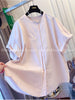 Plus Size Women's Summer Casual Short-Sleeve Puff-Sleeve Relaxed Fit Shirt Fits 88-331 lb