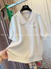 Plus Size Women's Summer French-Style Knitted Short-Sleeve Relaxed Fit Sweater Fits 331 lb