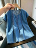 Plus Size Women's Summer New-Style Denim Short-Sleeve Shirt Fits 99-331 lb