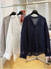 Plus Size Women's Lace Long-Sleeve Relaxed Fit Shirt Fits 331 lb