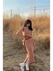Orange Velvet Set Rope Tie High Neck Vest Irregular Floral Slit Deconstructed Long Dress