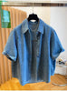 Plus Size Women's Summer Casual Denim Short-Sleeve Relaxed Fit Shirt Fits 331 lb