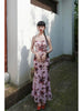 Gu Ya Fen Gui Skirt Oil Painting Manor Rose Floral New Chinese Style Backless Mermaid Maxi Dress