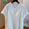Plus Size Women's Summer Casual Lace Patchwork Short-Sleeve T-Shirt Fits 331 lb