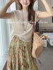 Plus Size Summer Floral Pleated Short-Sleeve Two-Piece Set Fits 331 lb