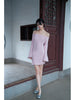 Rose Dream Pink Cloud Skirt Gentle and elegant off-the-shoulder pure and sweet fluffy dress