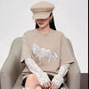 Plus Size Women's Summer Lace Patchwork Printed Short-Sleeve Relaxed Fit T-Shirt Fits 331 lb