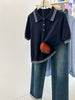 Plus Size Women's Summer New-Style Casual Knitted Short-Sleeve Relaxed Fit Sweater Fits 331 lb
