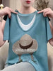 Plus Size Women's Summer New-Style Knitted Short-Sleeve Relaxed Fit Sweater Fits 331 lb