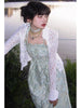 Embossed Green Bustier Dress Yellow-Green Textured Jacquard Nomadic Grassland Fresh Floral Puffed Strap