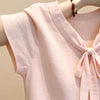 Plus Size Women's Summer New-Style Bow Short-Sleeve Relaxed Fit T-Shirt Fits 331 lb