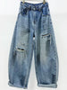 Plus Size Women's Summer Vintage Casual Denim Relaxed Fit Pants
