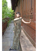Planting Nepal Skirt Botanical Print Scoop Neck Retro One-Shoulder Strap Two-Way Maxi Dress