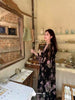 Plus Size Women's Summer French-Style Patchwork Floral Chiffon Long-Sleeve Dress Fits 331 lb
