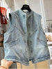 Plus Size Women's Summer Denim Sleeveless Relaxed Fit Vest Fits 331 lb
