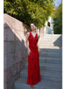Scarlet Cheongsam with Vermilion Eastern Beauty New Chinese Classical Retro Waist-Tie Slim Dress