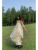 Hua Sha White Dress Irregular Layered Cotton Linen Drawstring Heavy Work Straps Half Skirt Halter Two-Way Wear